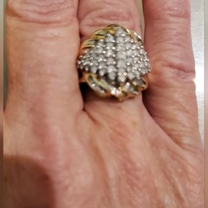 14k Yellow gold diamond cocktail ring